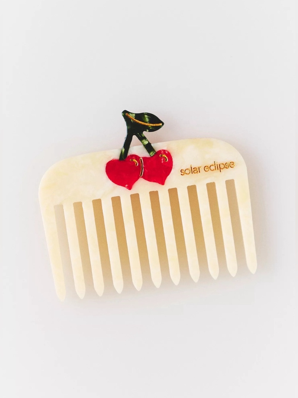NWT Anthropologie Solar Eclipse Handpainted Pocket Comb, Heart Cherries